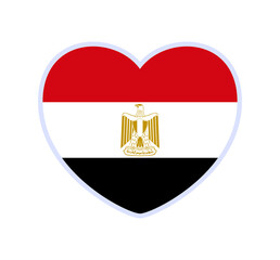egypt flag in a shape of heart. Icon flat heart symbol of love on the background national flag. Vector illustration.