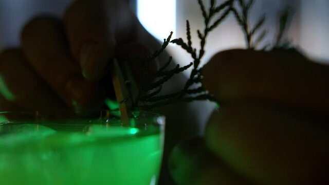 Making a cocktail at the bar