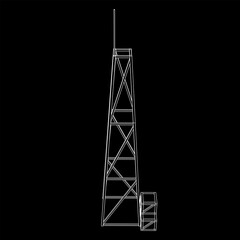 Antenna. Telecommunications signal transmitter radio tower. Communications concept. Wireframe low poly mesh vector illustration
