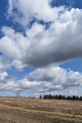 Fototapeta na wymiar A cloudy sky on the first days of spring, Sainte-Apolline, Quebec