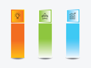 Glossy Three Color Options With Icons And Space For Text On White Background For Business Infographic.