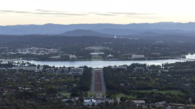 sunset time lapse of canberra from mt ainslie lookout in the australian capital territory of australia