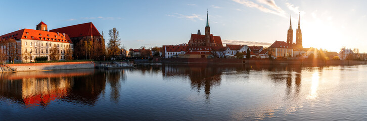 morning view of the sights of the city of wroclaw in poland