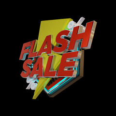 3D Futuristic Hexagon Badge Flash Sale Premium PSD