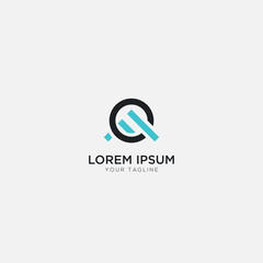 Obraz premium simple F letter mountain logo and circle logo