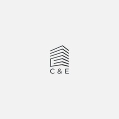 abstract building letter C and E logo