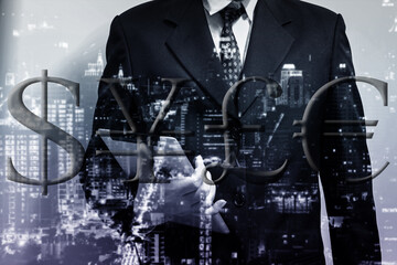 Personal financial planning concept. Businessman workplace with papers for financial planning. Business people discussing the charts and graphs showing the results of successful financial planning.	
