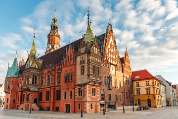 Fototapeta na wymiar morning view of the sights of the city of wroclaw in poland