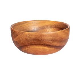 Wooden bowl isolated on white background