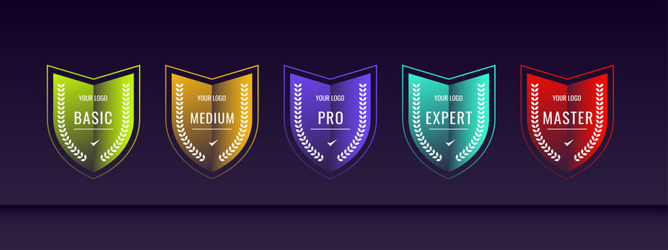 Certified badge logo design for tournament badge. Certificates to determine based on criteria. Set bundle certify colorful modern vector illustration.