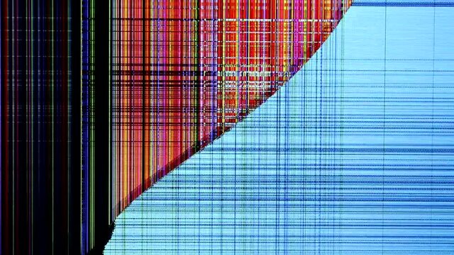 Colorful stripes on a broken LCD TV screen