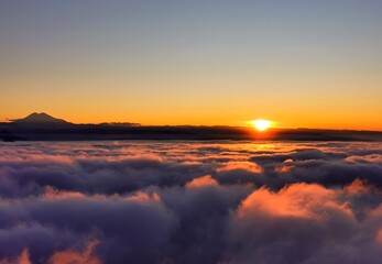 Fototapeta premium sunset over the river