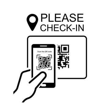 QR Code Check In Icon Isolated On White Background Vector Illustration.