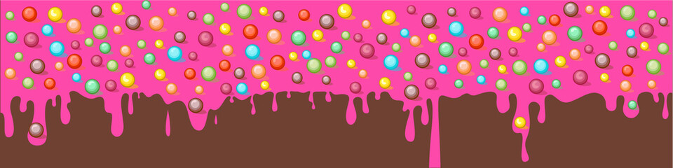 Colorful glaze for baked products. Glaze topping for donuts, cupcakes and Easter cakes. Vector Illustration