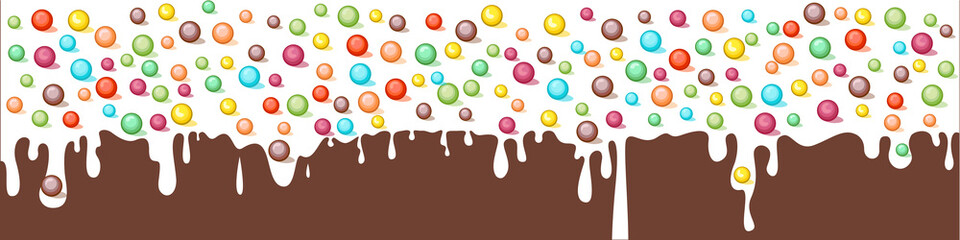 Colorful glaze for baked products. Glaze topping for donuts, cupcakes and Easter cakes. Vector Illustration