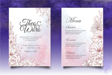 Hand Drawn Floral Wedding Invitation Set