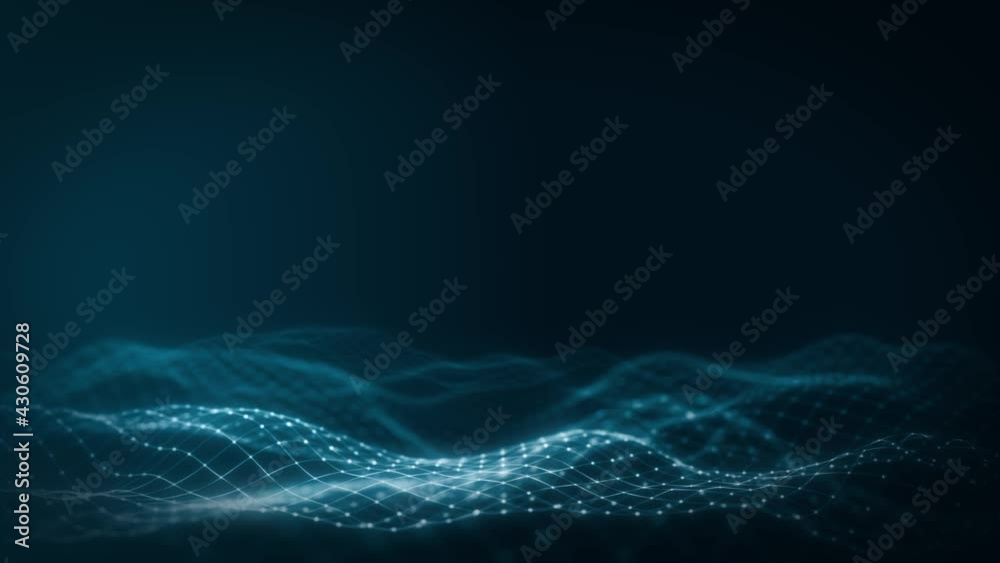 Poster abstract network mesh waving fx background loop/ 4k animation of an abstract fractal digital mesh ba