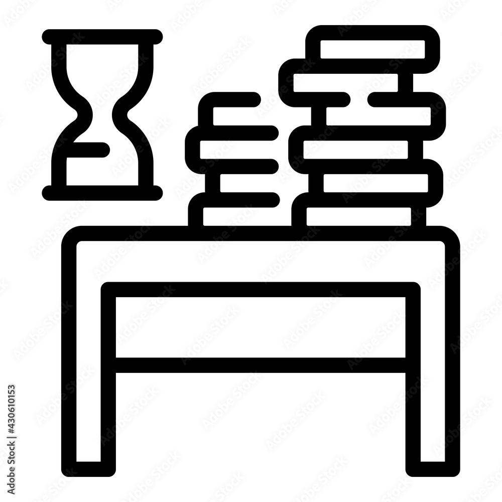 Poster book stack desktop icon. outline book stack desktop vector icon for web design isolated on white bac