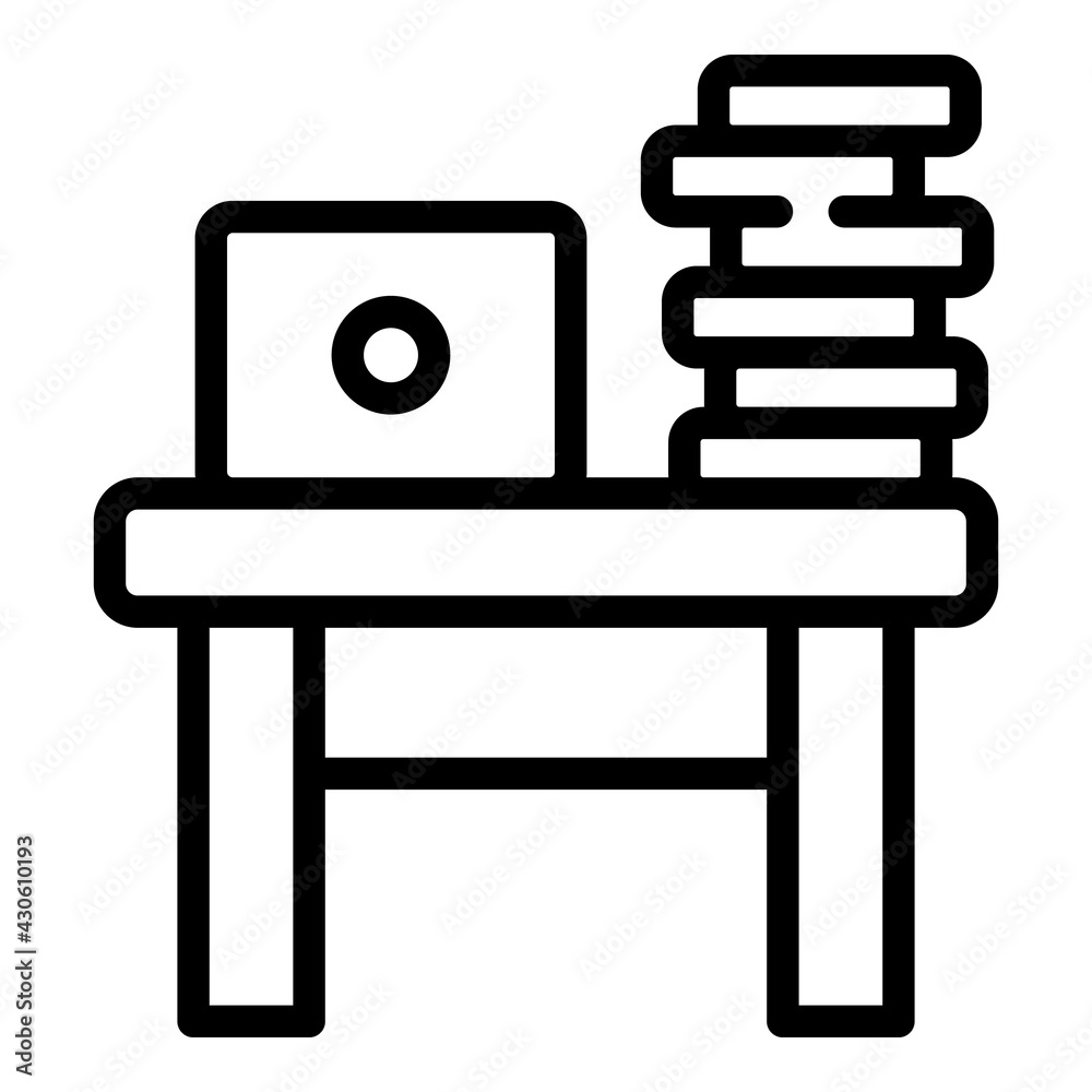 Poster book stack table icon. outline book stack table vector icon for web design isolated on white backgro