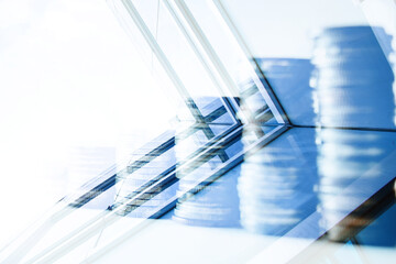 Young business man and digital number of stock market background to represent successful in investment marketing. Find out the best solution in business and financial as concept.