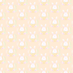 pattern with funny bunny for easter card background