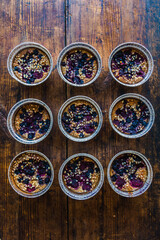 Healthy oat muffins with raspberries and blueberries