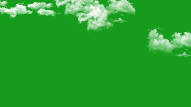 A 4K footage of white fluffy clouds on a green screen