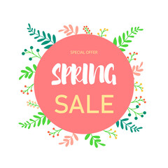 Spring sale poster design. Poster design for the store. Modern illustration.