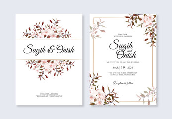 Hand drawn watercolor floral for wedding invitation template
