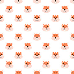 Seamless pattern with hamsters is on a white background. Illustration for a cover, a poster or a textile design. Save with the Clipping Mask.