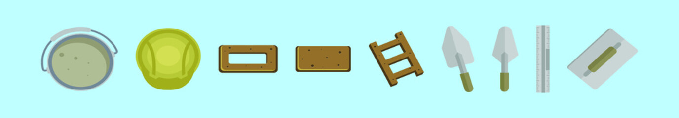 set of construction worker cartoon icon design template with various models vector illustration isolated on blue background