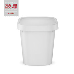 White matte plastic container mockup. Vector illustration.