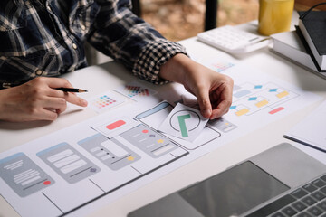 ux designer creative Graphic planning application development for web mobile phone or computer. User experience concept