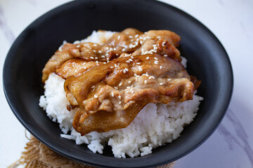 streaky pork deep fried in Japanese teriyaki sauce
