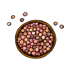 Colorful cheek ball blush hand drawn vector doodle icon EPS10