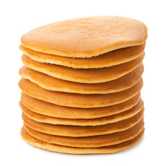 stack of tasty egg pancakes isolated on white background