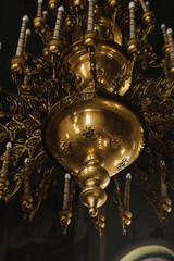 Fototapeta na wymiar Golden church chandelier