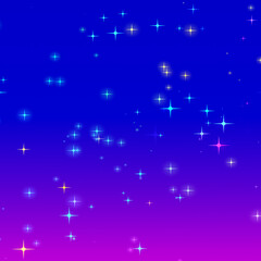 Fototapeta premium Christmas colorful starry on blue pink gradient background.