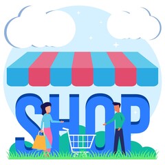 Illustration vector graphic cartoon character of shop