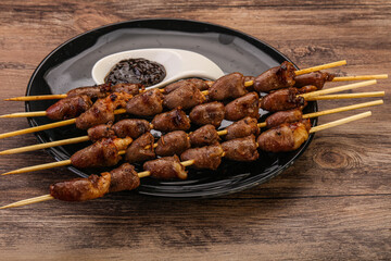 Asian cuisine - chicken hearts skewer