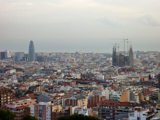 view of the city - aerial view of the city of Barcelona Spain