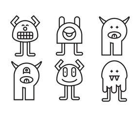 funny and cute monster character vector set