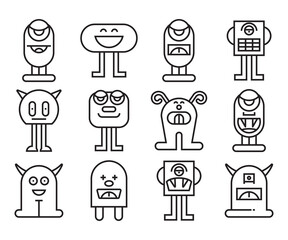 funny and cute monster character vector set