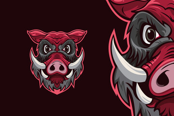 Wild Boar Head Mascot Logo Template