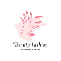 hand and face beauty logo design vector