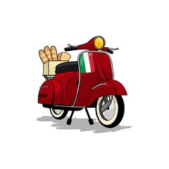 Awesome scooter classic delivery logo illustration Vector