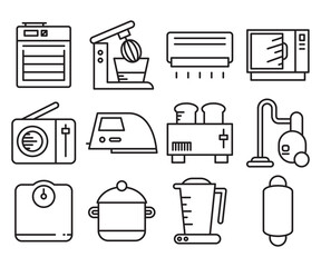 kitchenware and household appliance icons set