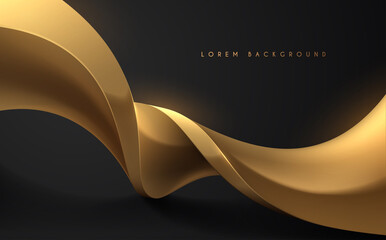 Abstract black and gold geometric wave background