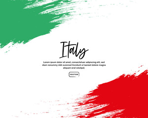 Italian flag with brush stroke effect and text
