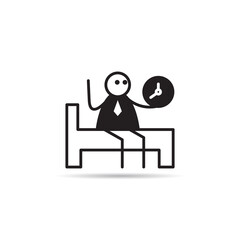 businessman wake up and holding alarm clock icon